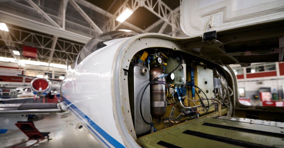 Cessna Citation nose baggage campartment bulkhead removed for inspection